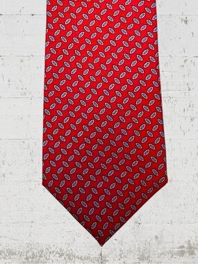 ROBERT JENSEN ITALY RED SILK TIE HAND SEWN EUC CLASSIC LENGTH